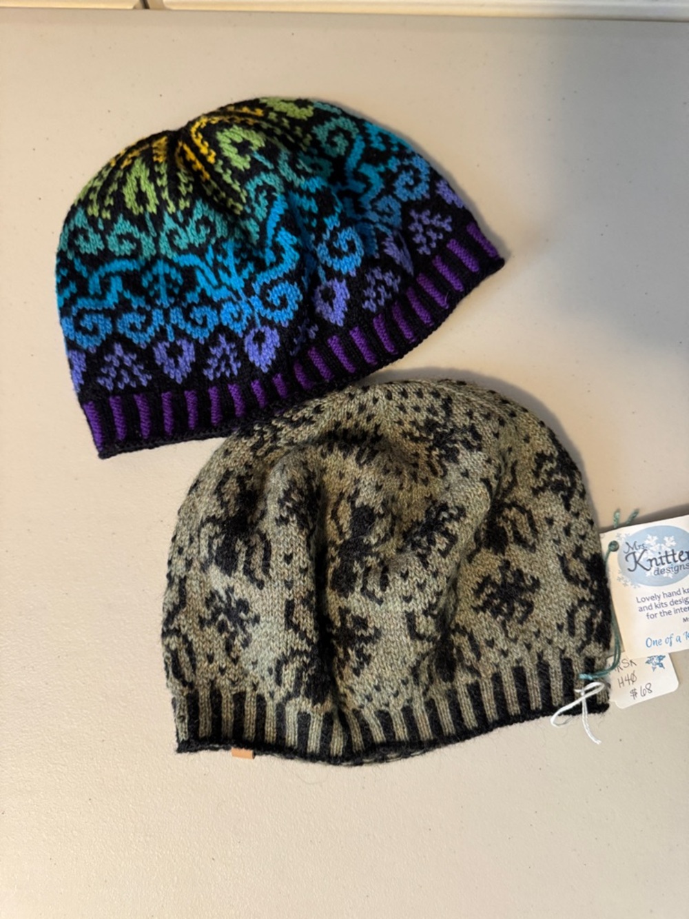 Hand knit wool beanies